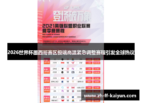 2026世界杯墨西哥赛区极端高温紧急调整赛程引发全球热议